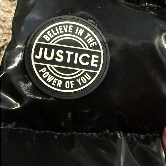 NWOT Justice Shiny Black Winter Jacket - Picture 3 of 4